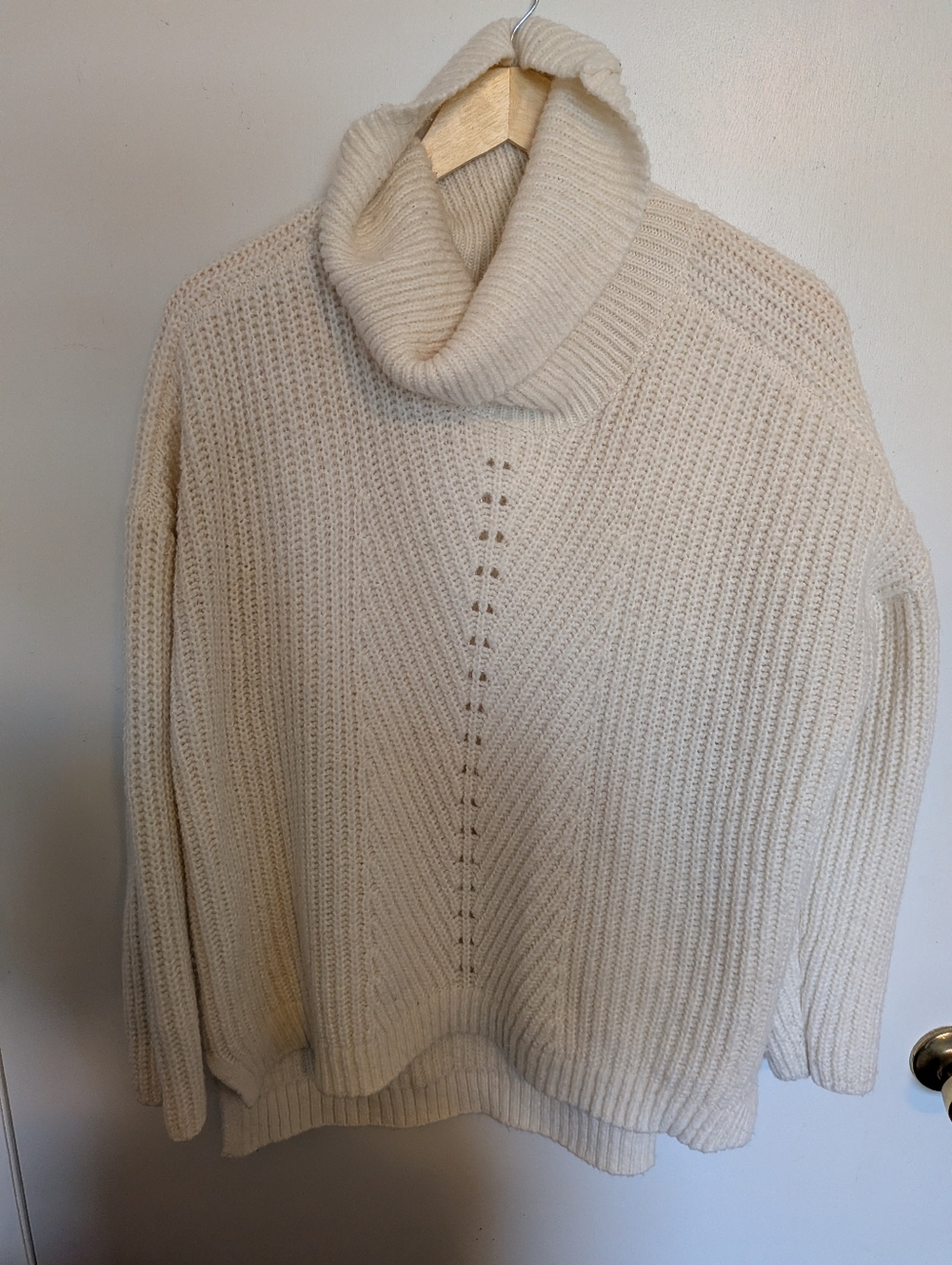 Time and Tru Cream Cowl Neck Ribbed Sweater